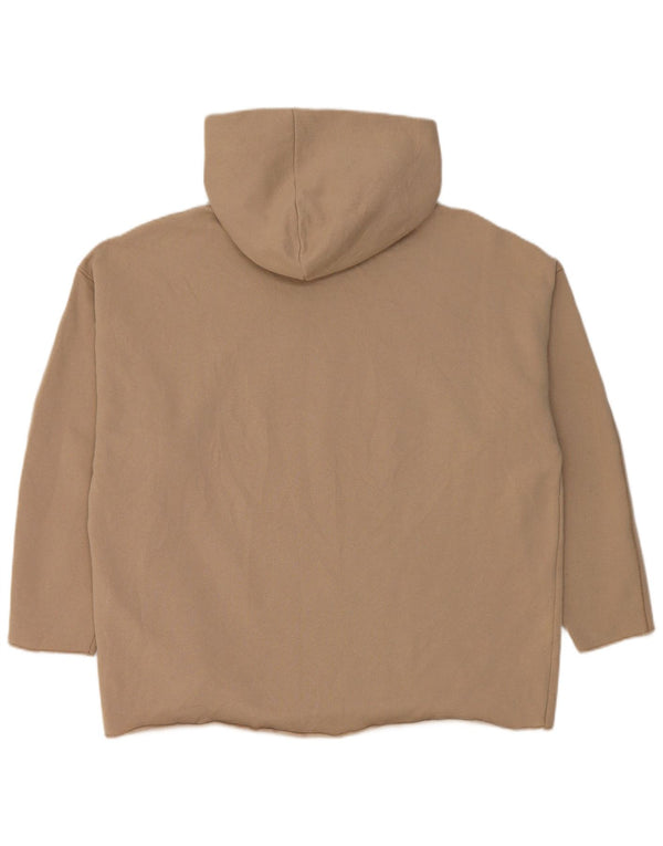 Zara Womens Oversized Hoodie Jumper Reino Unido 10 Pequeno Algodão Bege