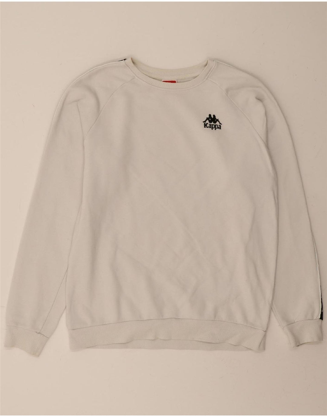 KAPPA Mens Graphic Sweatshirt Jumper Large White Colourblock Cotton Vintage Kappa and Second-Hand Kappa from Messina Hembry 