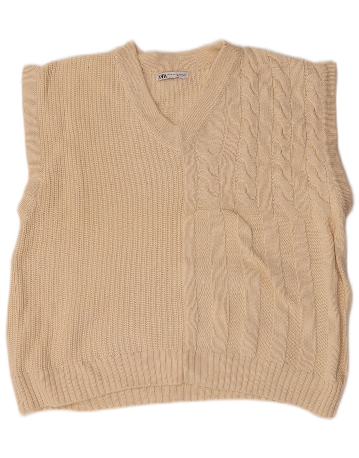 Regata masculina Zara com ajuste relaxado e algodão bege médio
