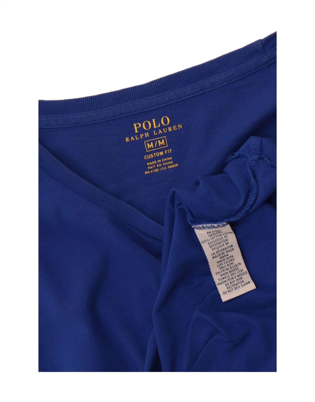 POLO RALPH LAUREN Camiseta masculina de ajuste personalizado Top médio algodão azul