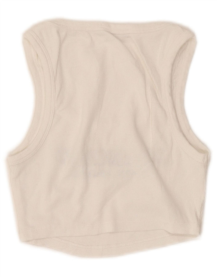 Zara Womens Crop Graphic Vest Top Reino Unido 8 Pequeno Branco