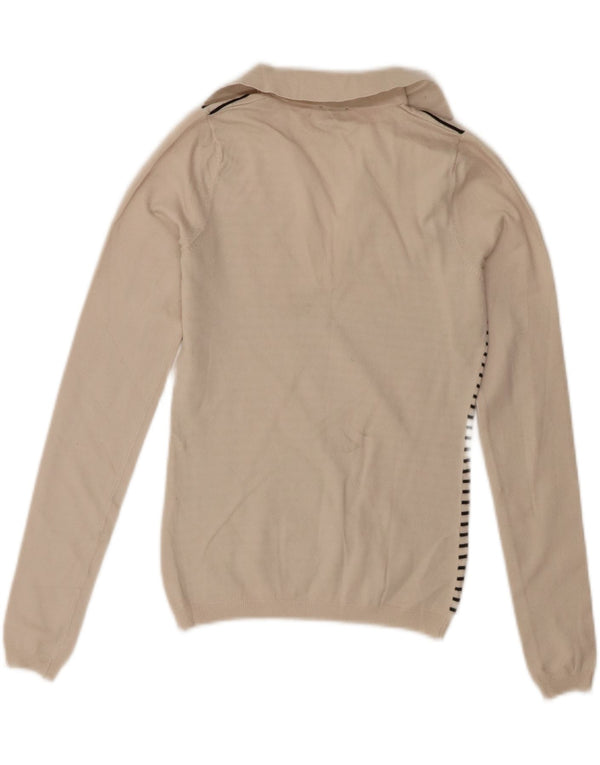 CALVIN KLEIN JEANS Womens Polo Neck Jumper Sweater UK 10 Small Off White