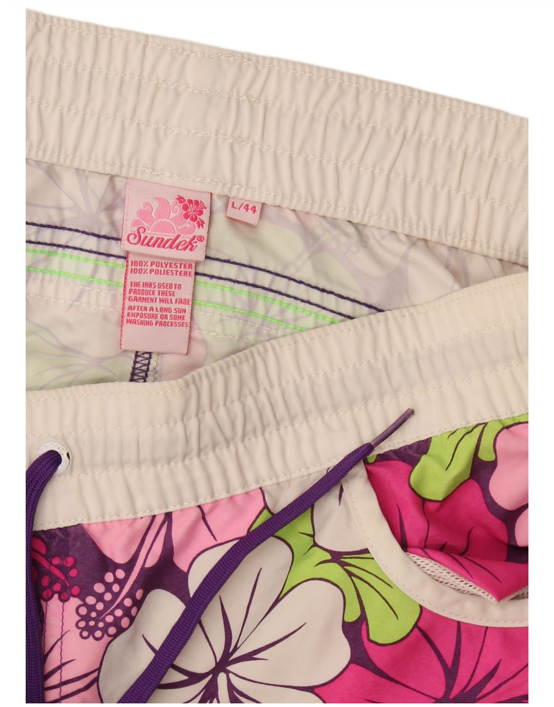 Shorts de natação feminino Sundek UK 16 grande poliéster floral multicolorido