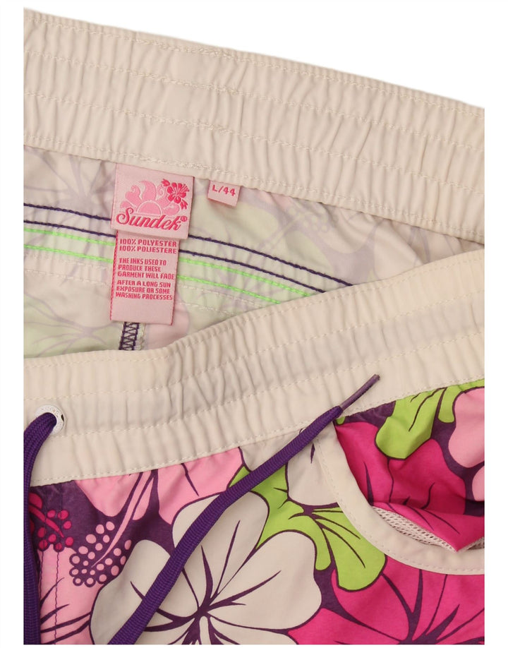 Shorts de natação feminino Sundek UK 16 grande poliéster floral multicolorido
