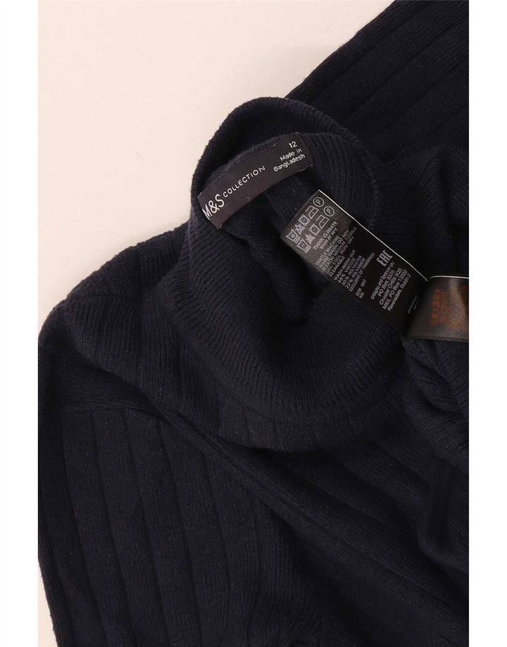 Suéter feminino Marks & Spencer com gola tartaruga Reino Unido 12 médio azul marinho
