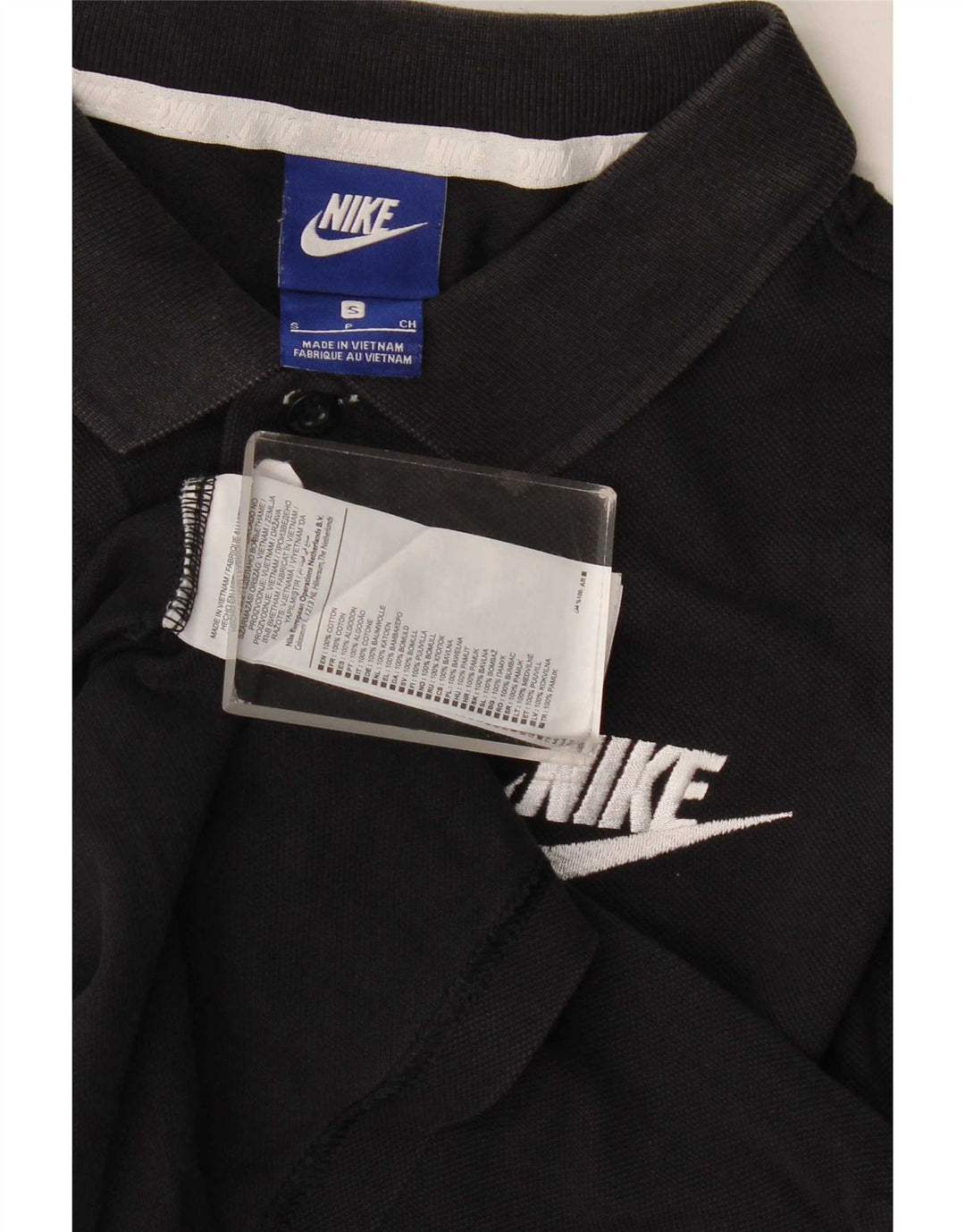 Camisa polo masculina Nike pequena de algodão preto