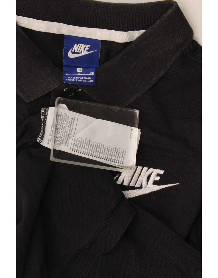 Camisa polo masculina Nike pequena de algodão preto