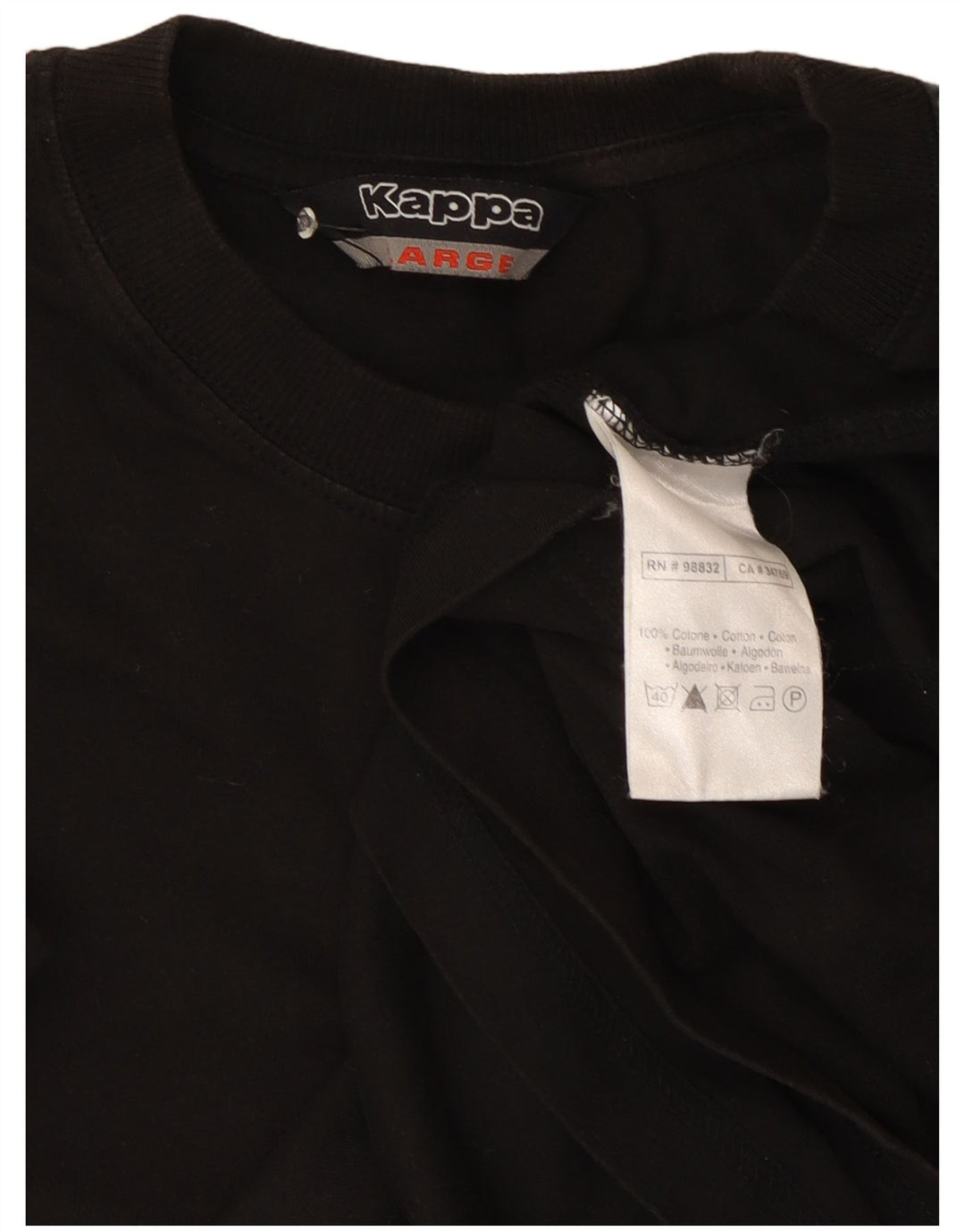 Camiseta masculina Kappa Top grande algodão preto