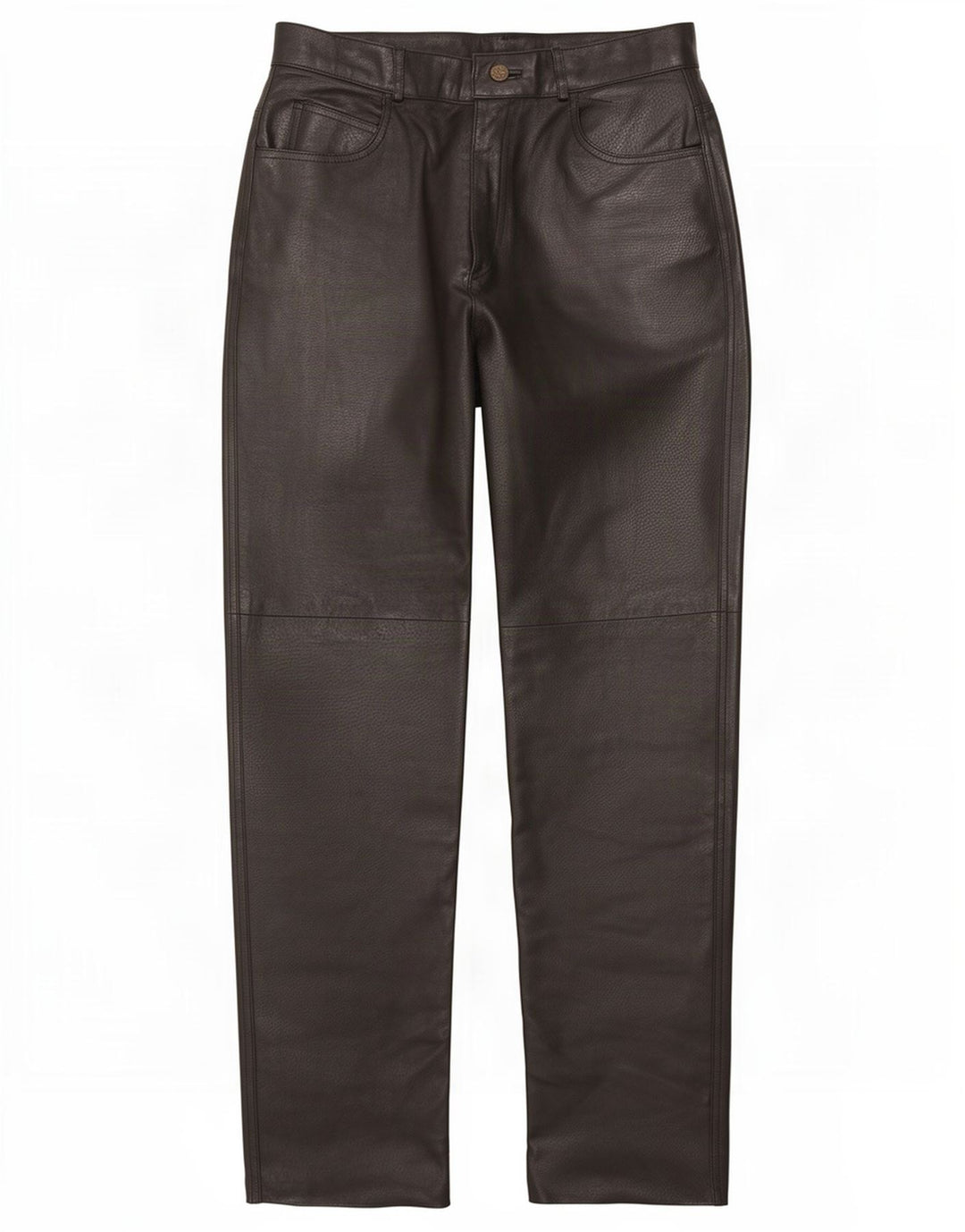 Calça feminina vintage de couro reto EU 40 médio W29 L31 preta
