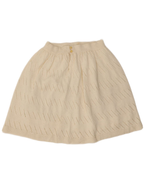 Saia feminina vintage em malha A-Line W26 pequena off white