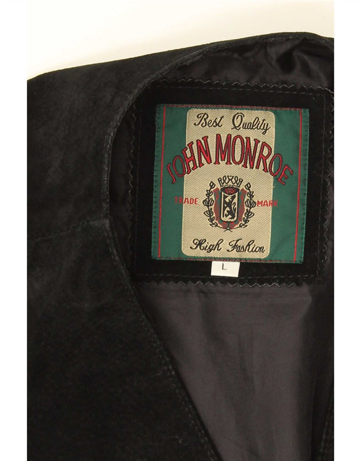 Colete masculino de camurça John Monroe grande couro preto