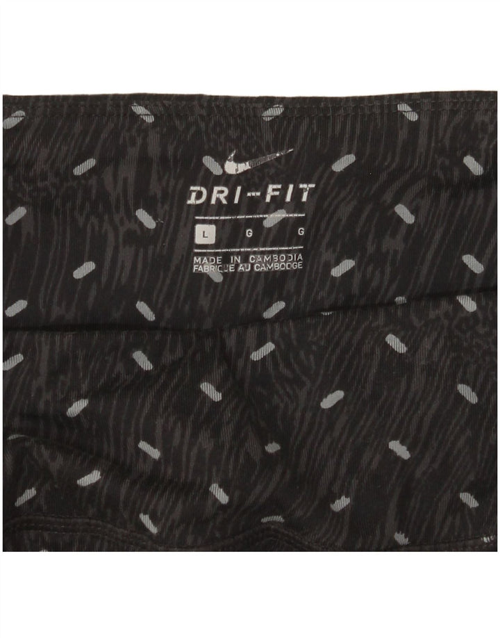 Leggings Nike Dri Fit Feminina UK 14 Grande Preto Manchado