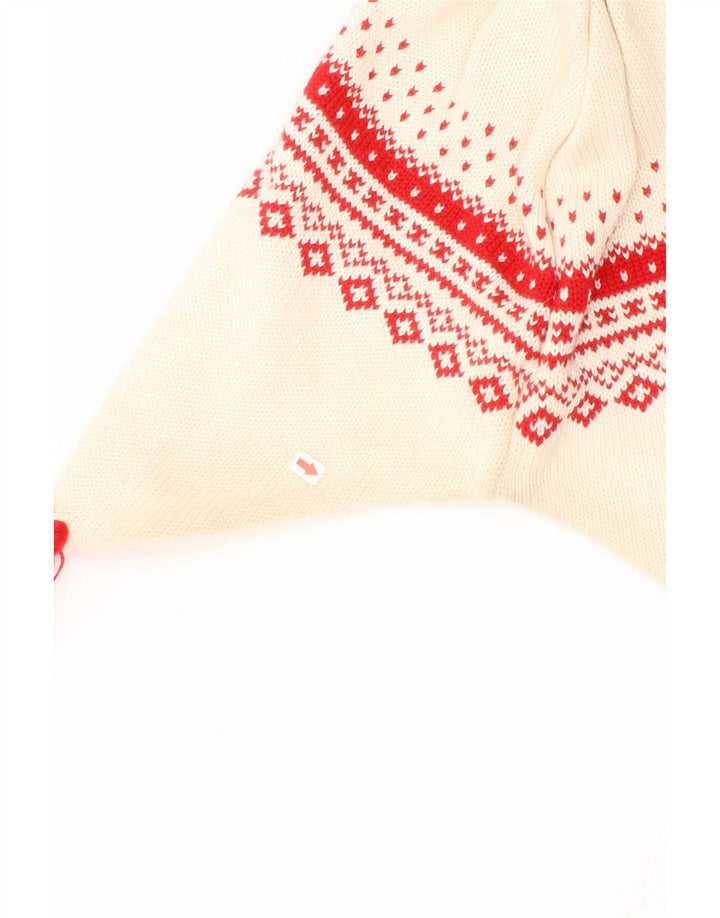 Chapéu masculino Fila Ear Flap Knit Bobble Tamanho Único Off White Fair Isle Virgin Wool