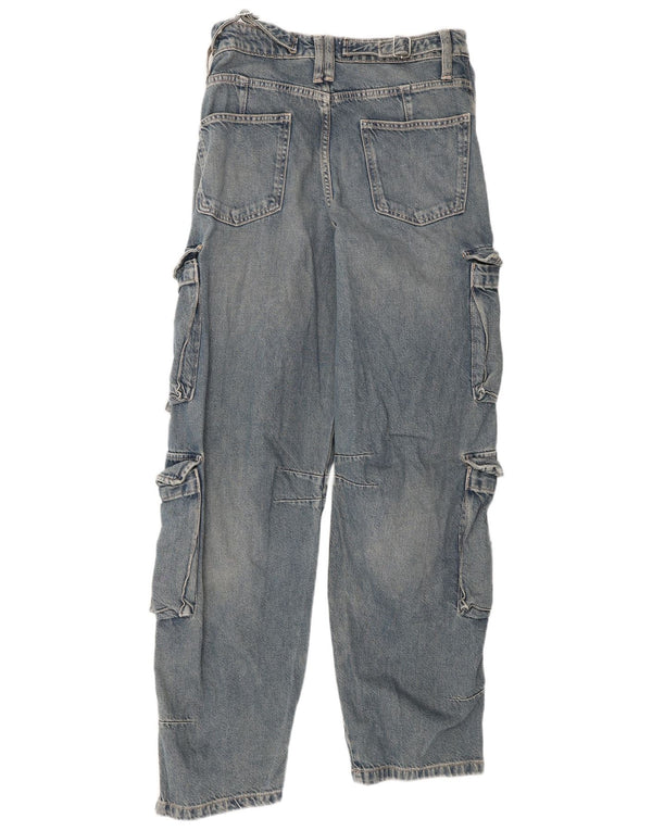 Zara Womens Cargo High Waist Jeans EU 36 XS W26 L32 Blue Cotton