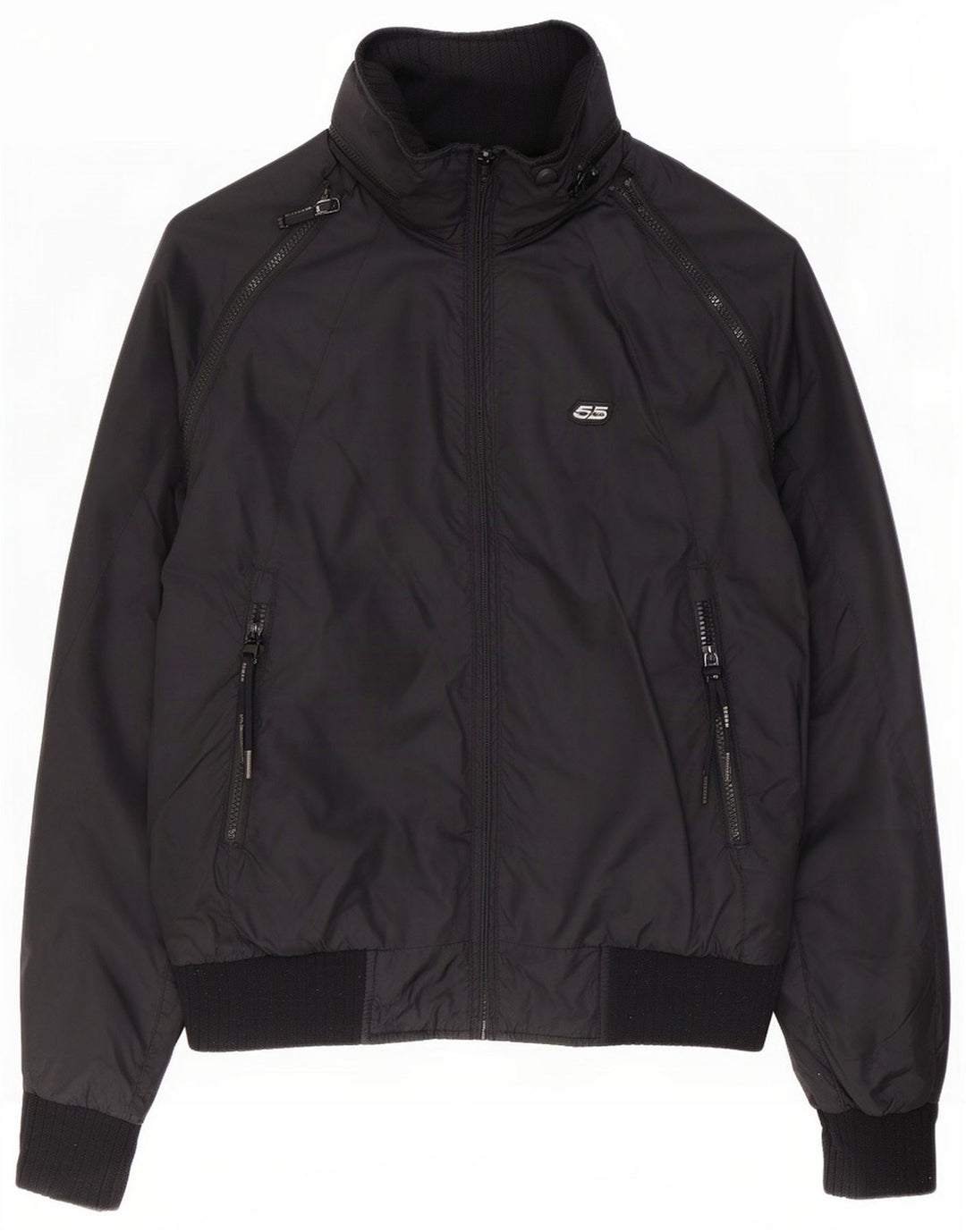 55DSL Jaqueta bomber masculina com capuz UK 38 Poliéster preto médio