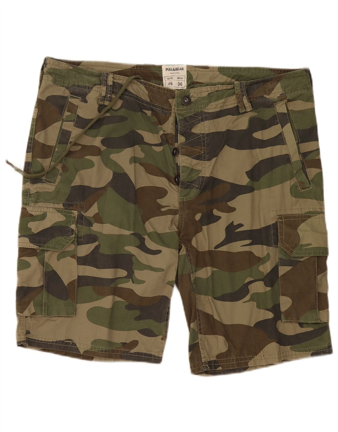 Shorts cargo masculino Pull & Bear EU 46 XL W36 camuflagem cáqui