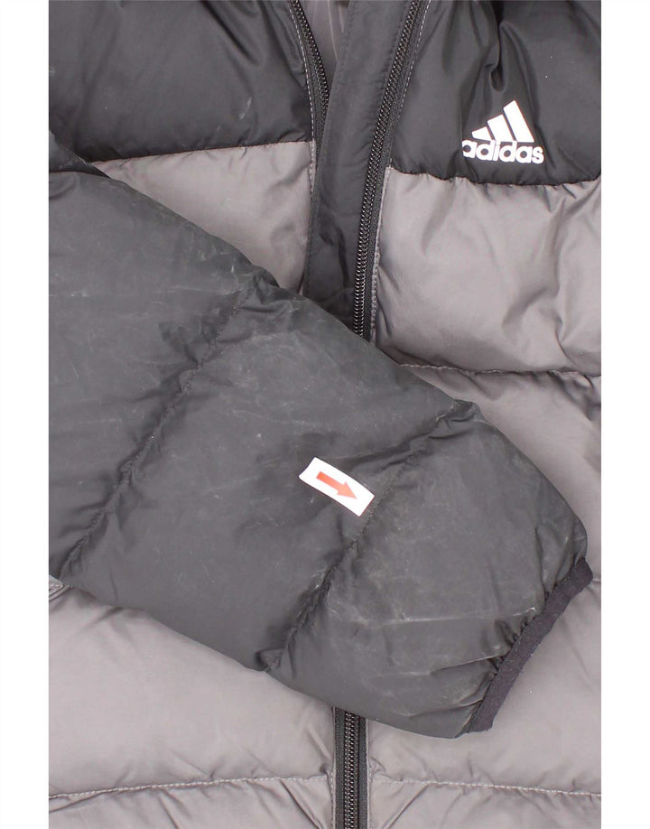 Jaqueta acolchoada com capuz Adidas meninos 6-7 anos preto colorblock poliéster