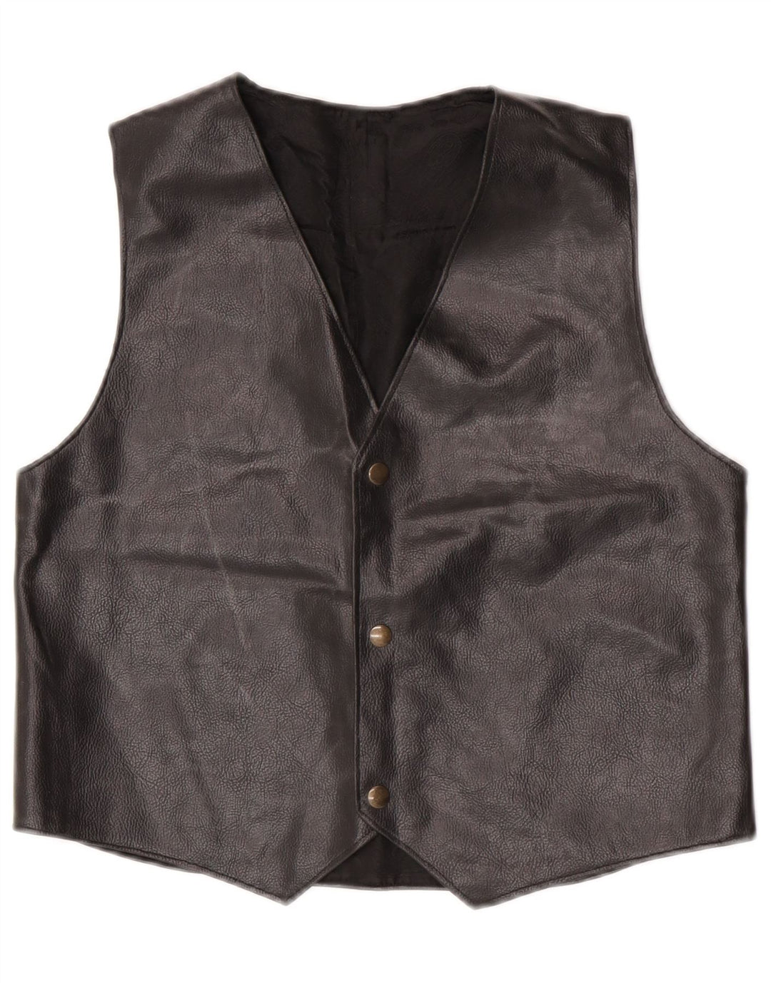 Colete de couro feminino vintage UK 14 médio preto
