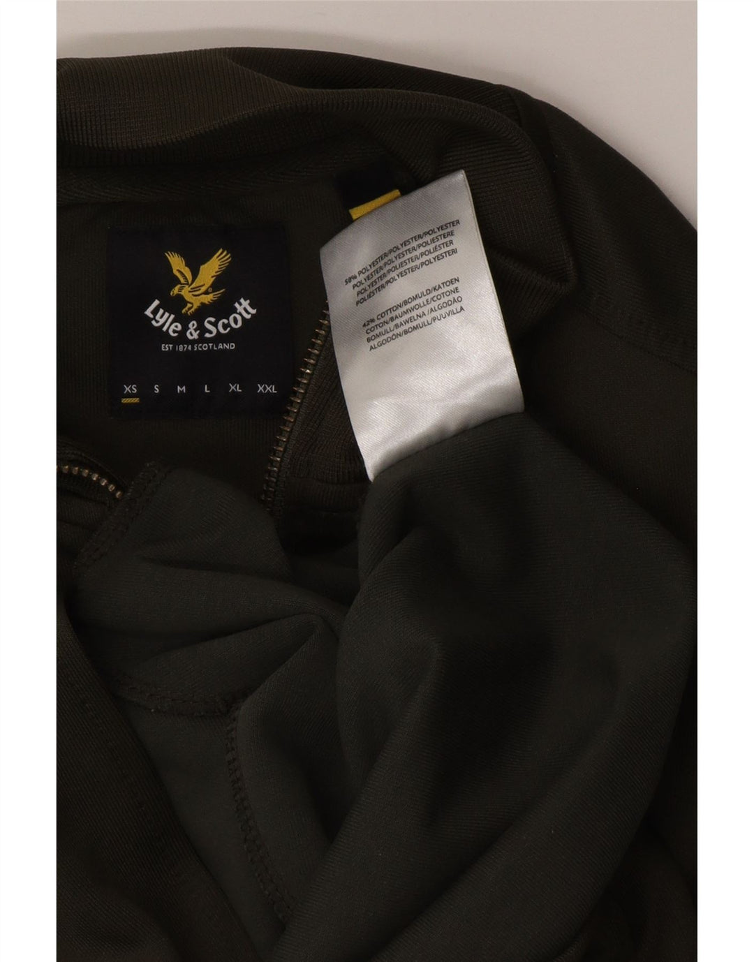 Jaqueta feminina de treino LYLE & SCOTT Reino Unido 6 XS cáqui poliéster