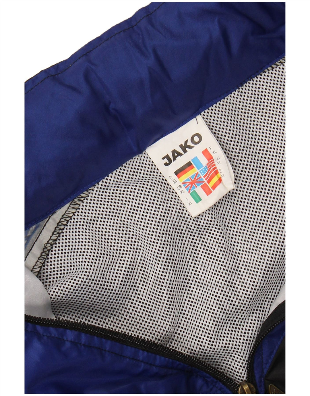 Jaqueta de chuva masculina com capuz gráfico JAKO UK 42 XL preto Colourblock Nylon