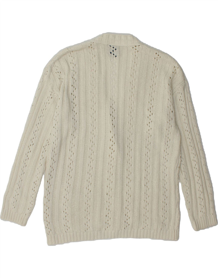 REDOK Womens Cardigan Sweater UK 14 Medium White Cotton Vintage Redok and Second-Hand Redok from Messina Hembry 