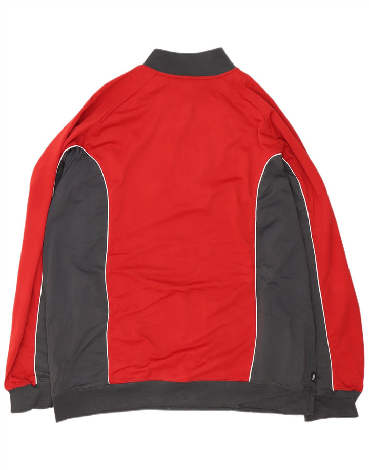 ADIDAS Mens Zip Neck Moletom Jumper 2XL Vermelho Colourblock Poliéster