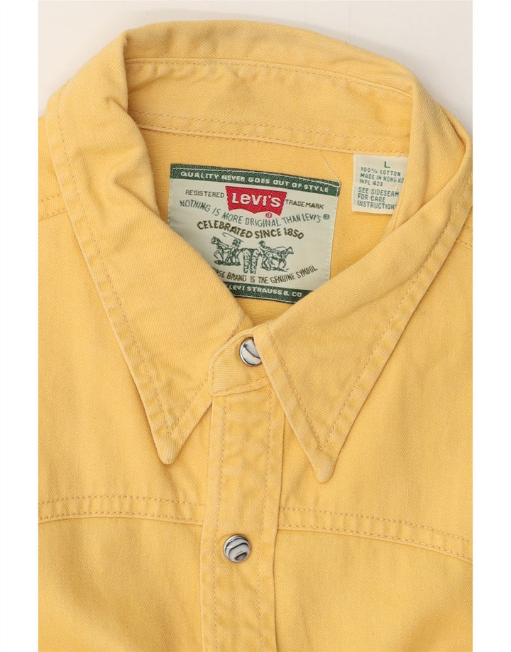 Camisa jeans masculina LEVI'S grande algodão amarelo