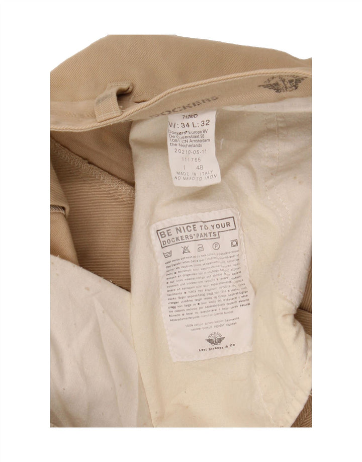 DOCKERS Mens Straight Chino Trousers W34 L32 Beige Cotton Vintage Dockers and Second-Hand Dockers from Messina Hembry 