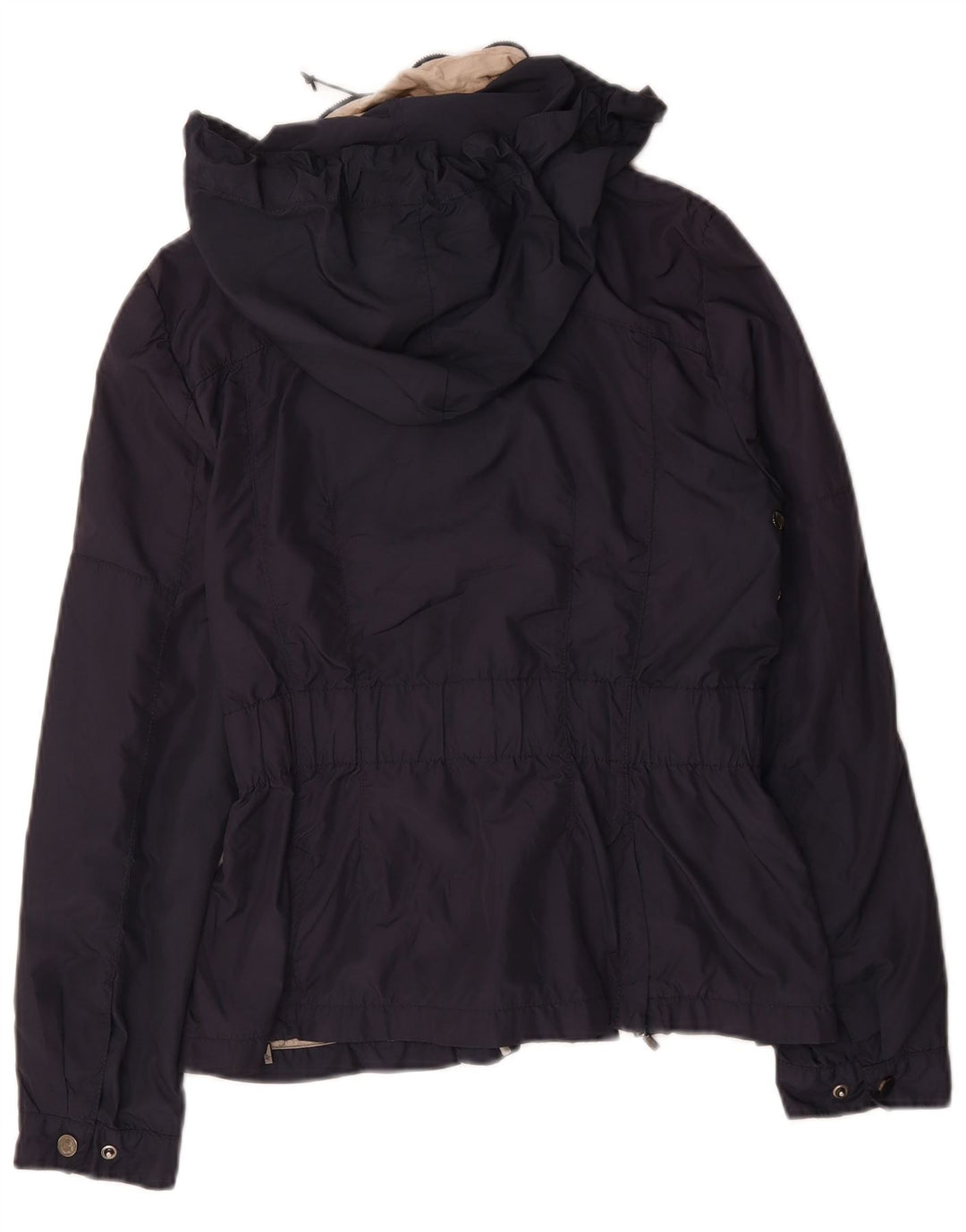 Zara Womens Hooded Utility Jacket UK 14 Grande Poliéster Azul Marinho