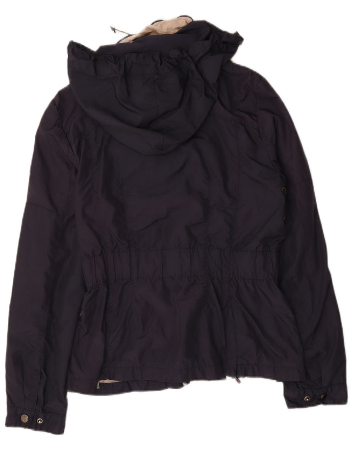 Zara Womens Hooded Utility Jacket UK 14 Grande Poliéster Azul Marinho