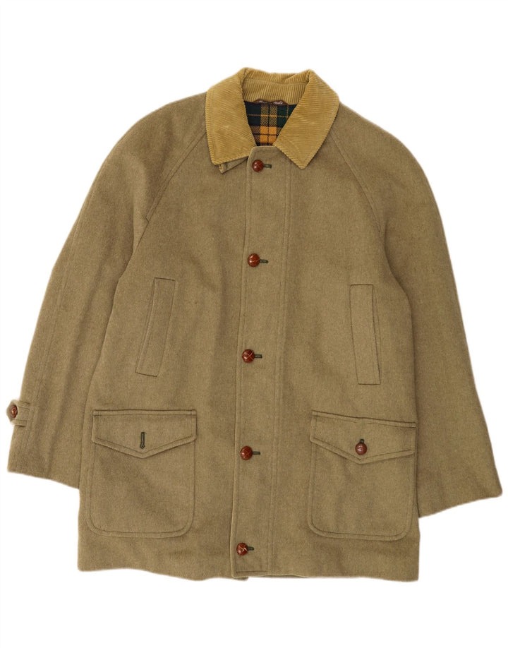 Sobretudo masculino vintage UK 40 grande cáqui