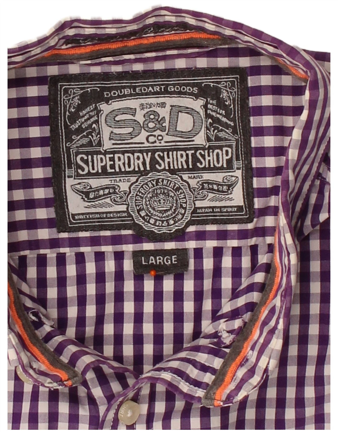 Camisa masculina SUPERDRY grande algodão guingão roxo