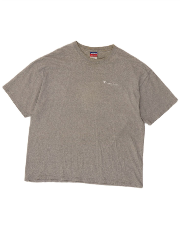 Camiseta masculina CHAMPION Top grande algodão manchado cinza