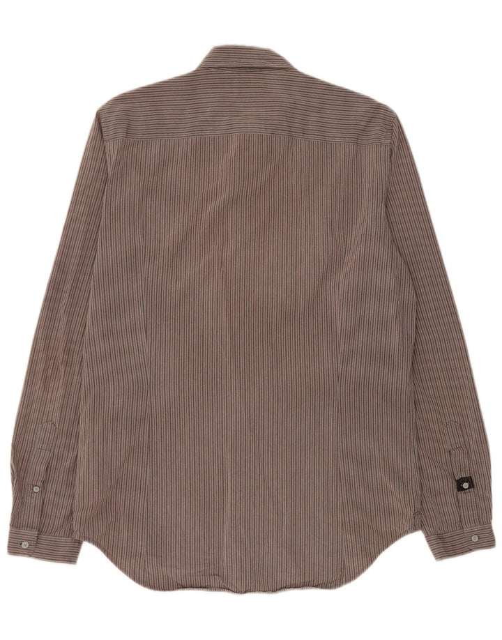 Camisa masculina Diesel grande algodão listrado cinza