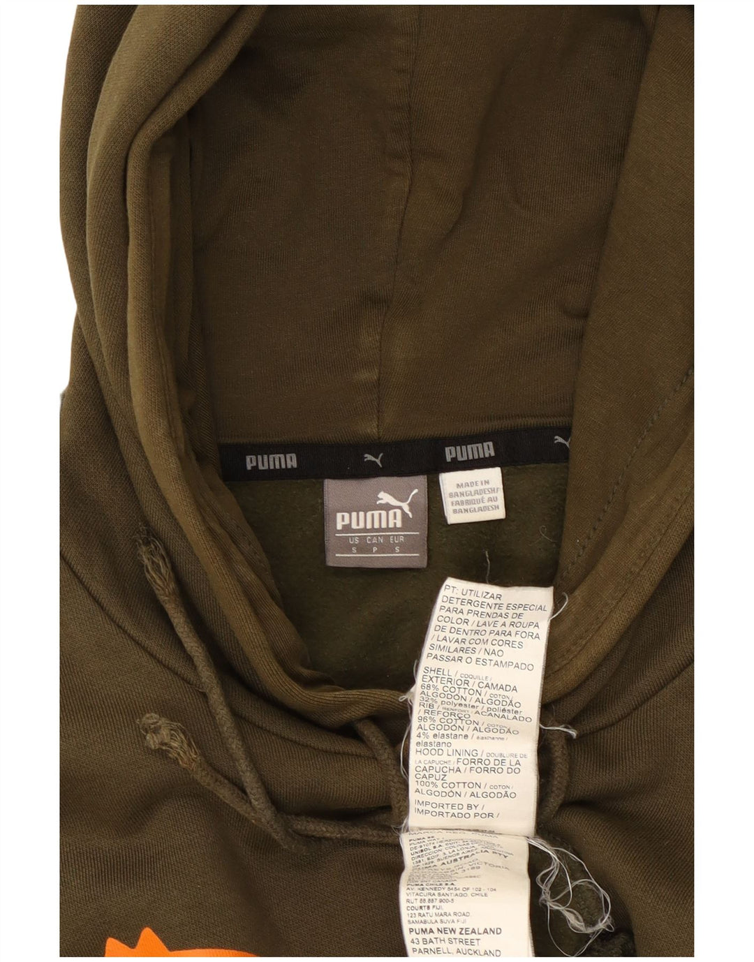 PUMA Mens Graphic Hoodie Jumper Pequeno Algodão Cáqui