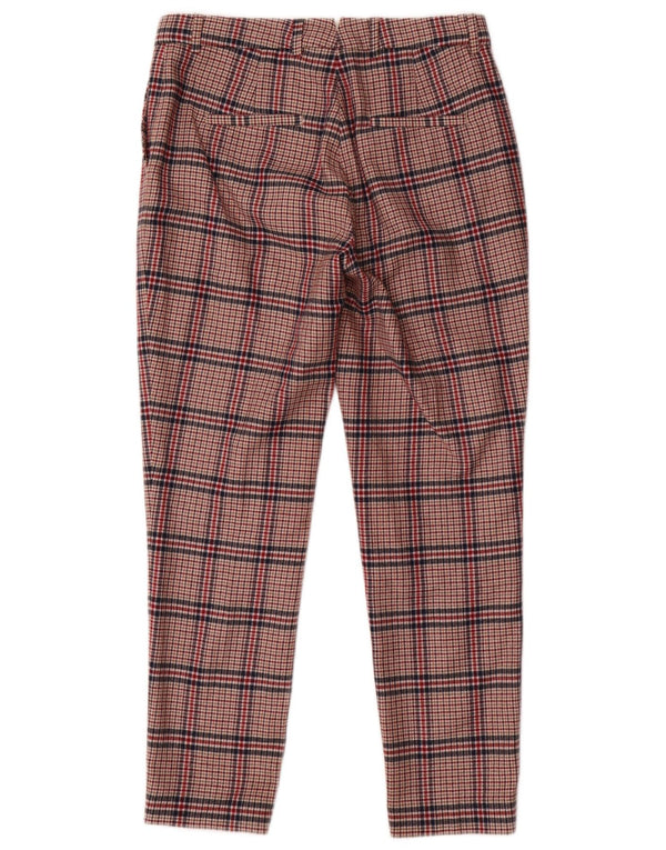 Calça feminina Gant Slim Suit UK 12 Médio W30 L28 Lã Houndstooth Vermelha
