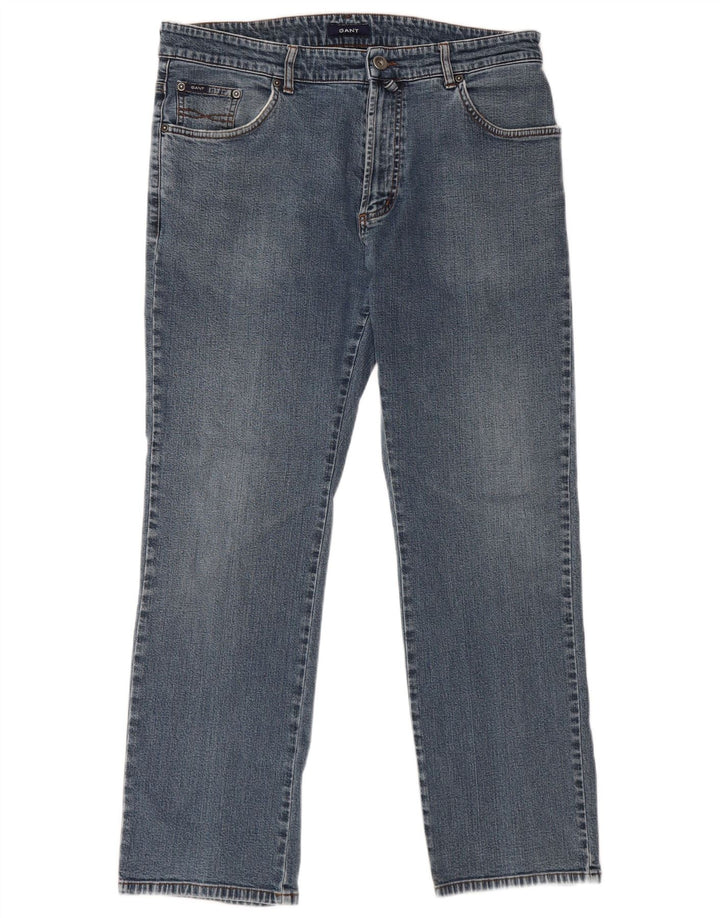 Gant Mens Straight Jeans W36 L30 Azul Algodão