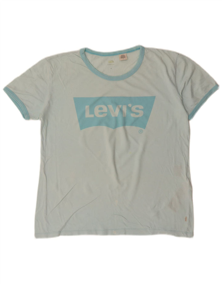 Camiseta feminina gráfica LEVI'S UK 14 algodão turquesa médio