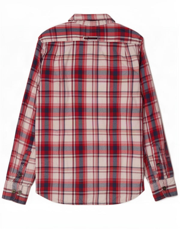 Camisa masculina de flanela Superdry grande algodão xadrez vermelho