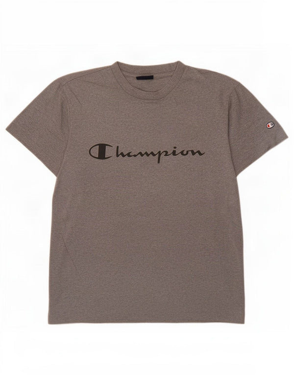 Camiseta masculina gráfica Champion pequeno algodão cinza