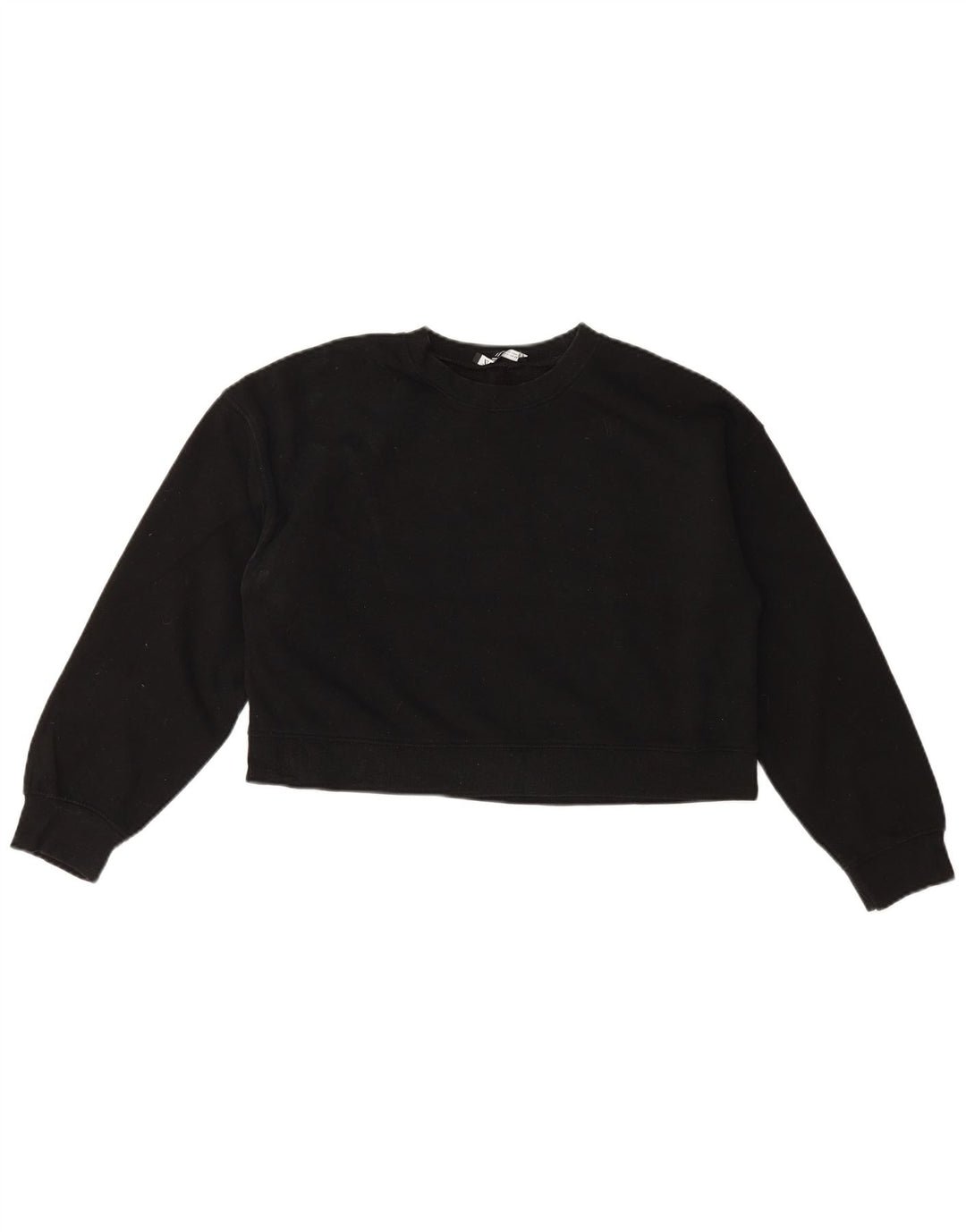 Zara Womens Crop Sweatshirt Jumper Reino Unido 14 Médio Algodão Preto