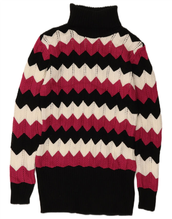 Suéter feminino VINTAGE com gola redonda Reino Unido 16 grande Chevron multicolorido