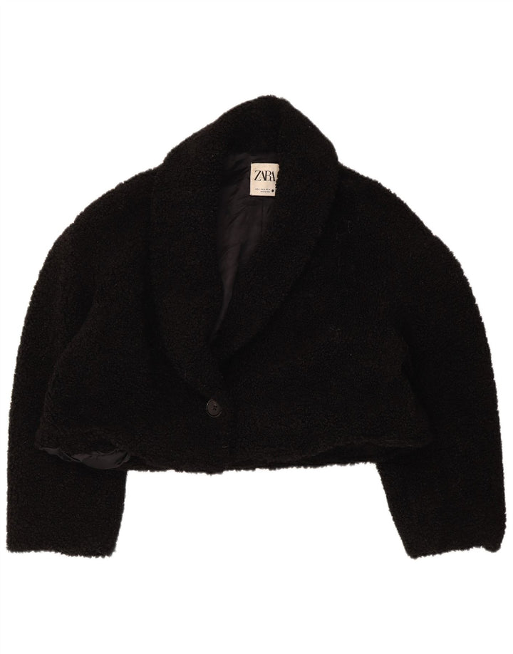 Zara Jaqueta Bolero Feminina Oversized Pele Sintética Reino Unido 14 Médio Preto
