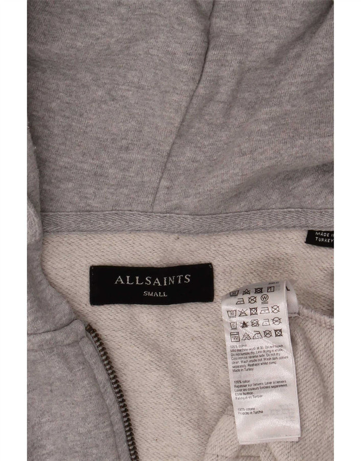 Suéter masculino All Saints com capuz e zíper pequeno algodão cinza