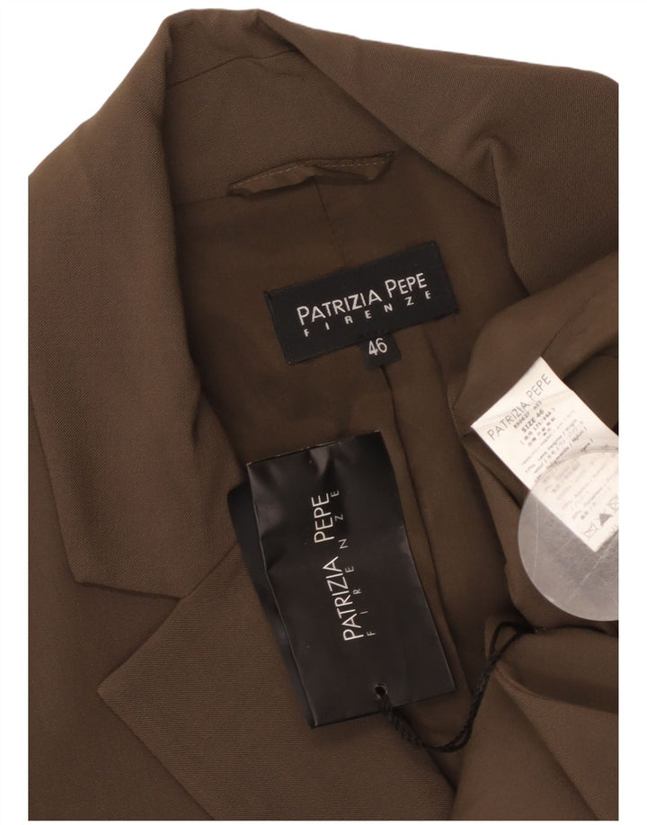 PATRIZIA PEPE Jaqueta blazer feminina de 2 botões IT 46 grande lã virgem marrom