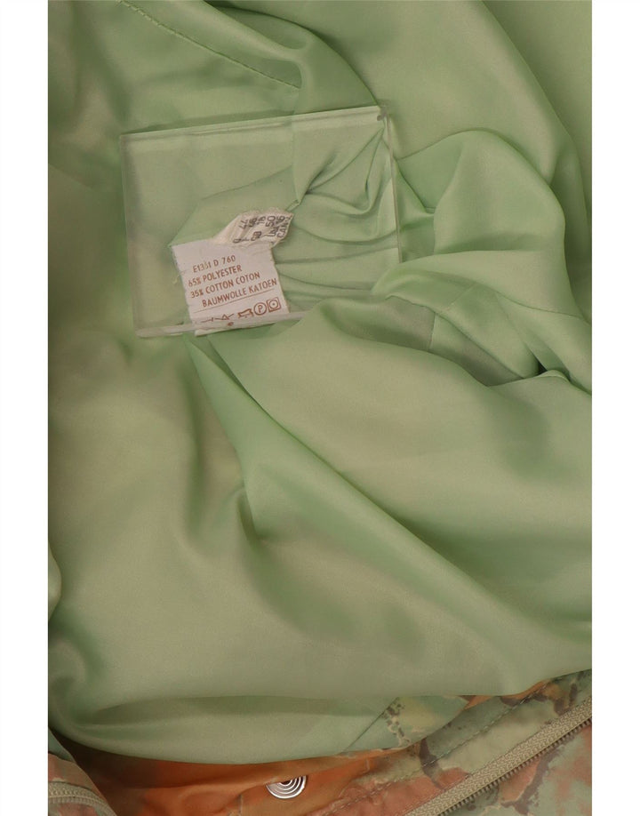 Sobretudo de grandes dimensões com padrão abstrato feminino vintage UK 18 XL poliéster verde