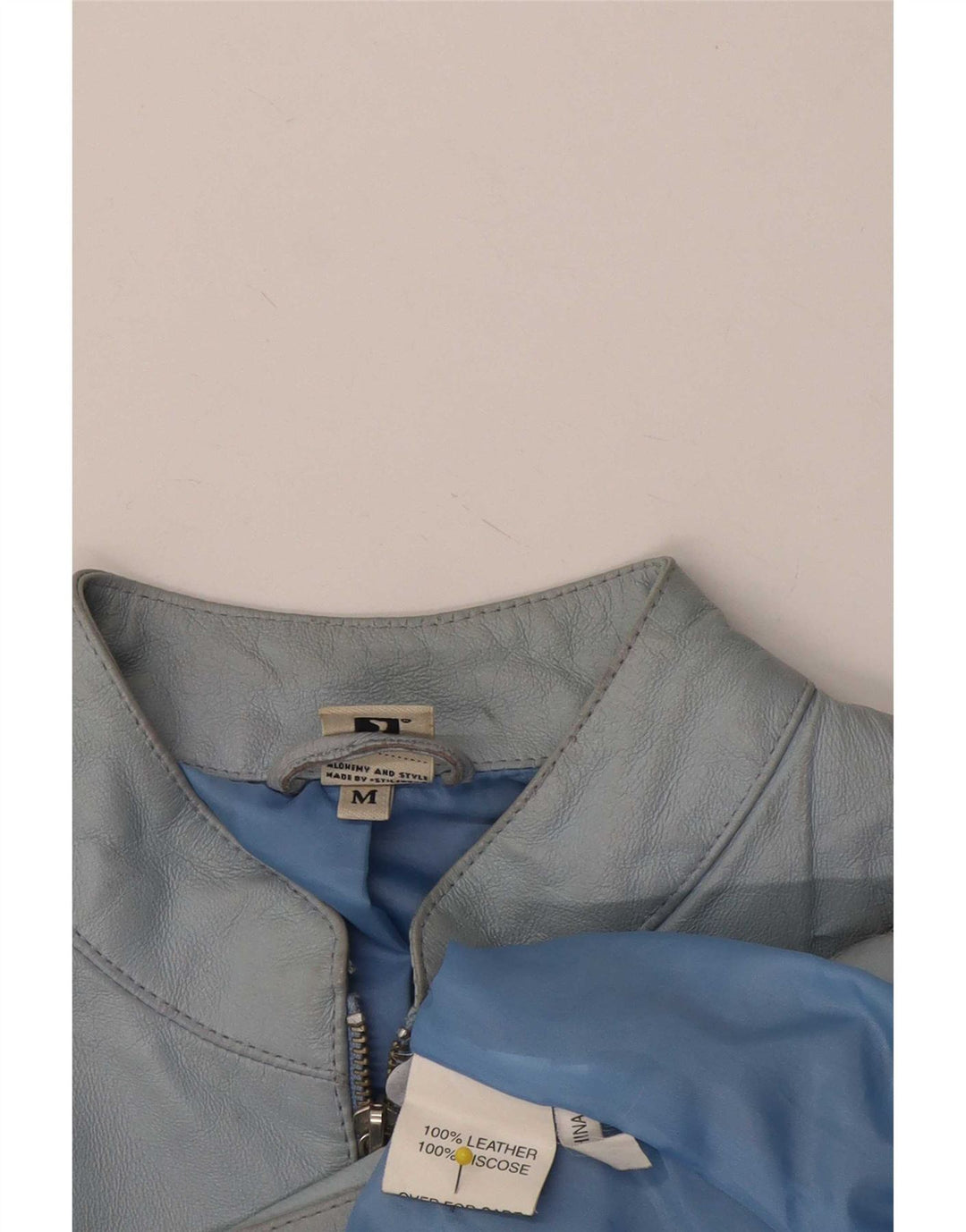 Jaqueta de couro feminina vintage Reino Unido 14 couro azul médio