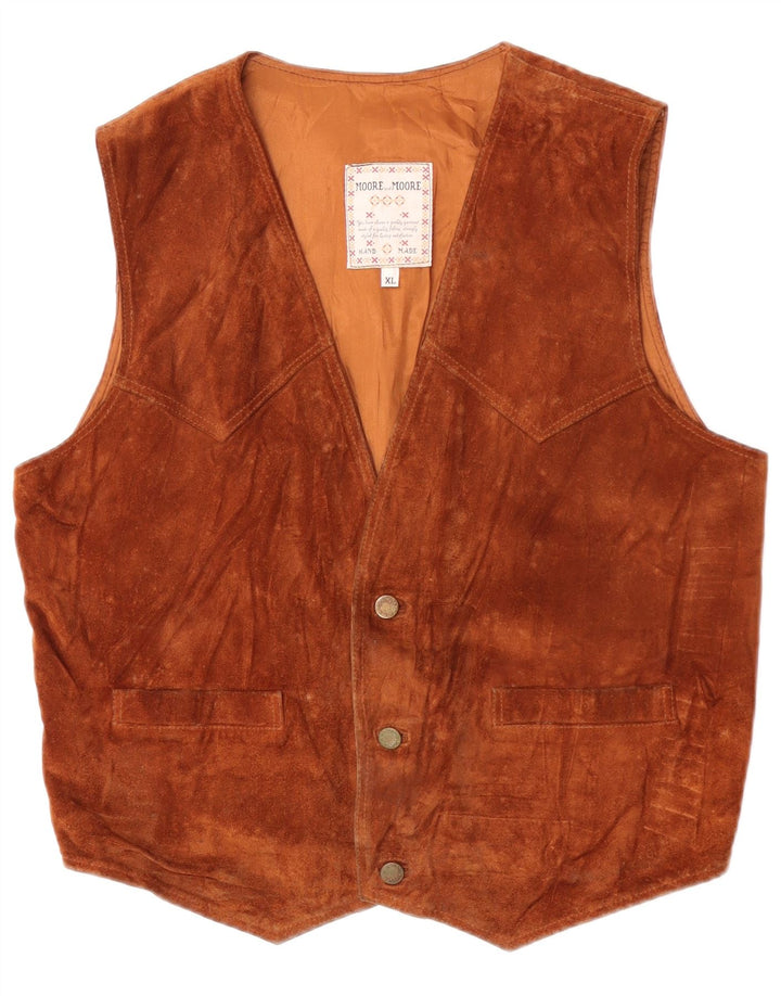 Colete Vintage Masculino em Camurça XL Marrom