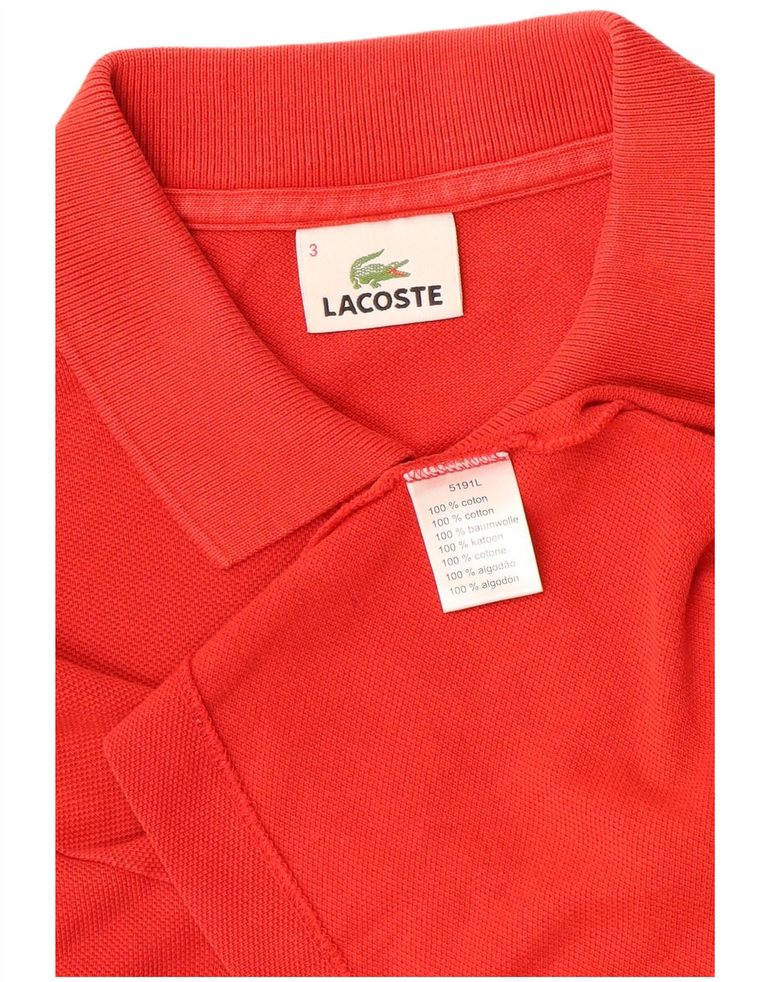 Camisa polo masculina Lacoste tamanho 3 pequeno algodão vermelho