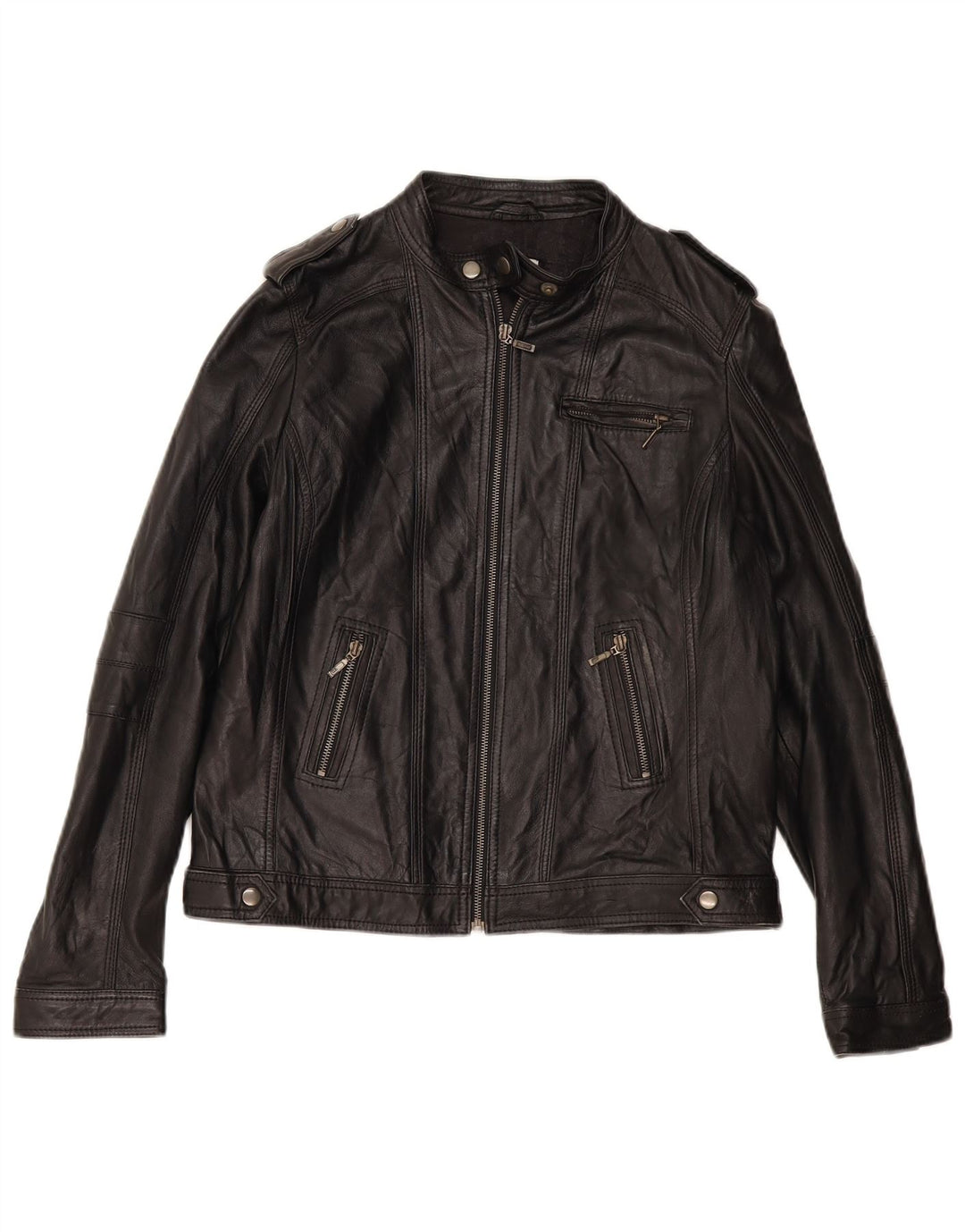 Jaqueta feminina básica de couro PIMKIE Reino Unido 16 grande couro preto